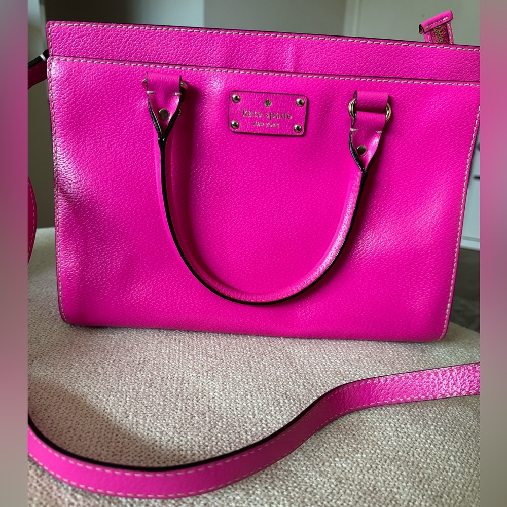 Kate Spade Fuchsia Hand Bag with matching Mini Neda Wallet